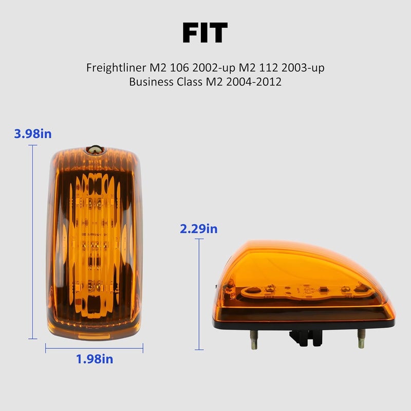 TINWID1919 5 PCS LED Cab Roof Clearance MarkerLight Front Top Amber Lamps Fit for Freightliner M2 106 112 Business Class A06-40578-000 - Image 2